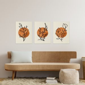 Modern Botanical Abstract Art Canvas - Set of 3